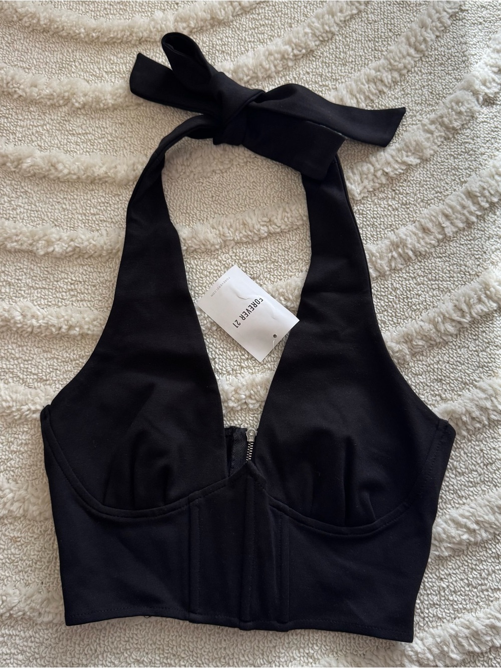 Forever 21 Black Corset Halter Top Women’s Size XS Y2K Style NWT
